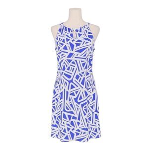Jude Connnally blue geometric halter dress size Large